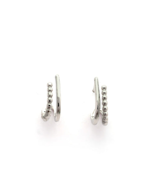 Rhodium Plated Contemporary Half Hoop Earring
