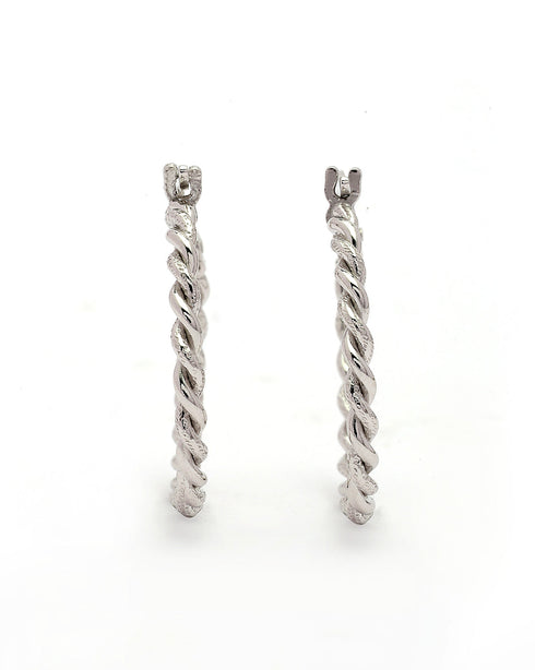 925 Sterling Silver Rhodium Plated Circular Hoop Earring
