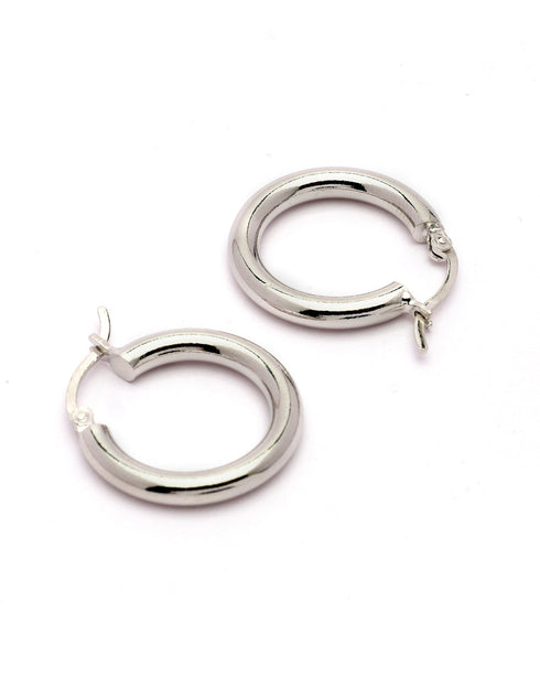 Rhodium Plated Circular Hoop Earring