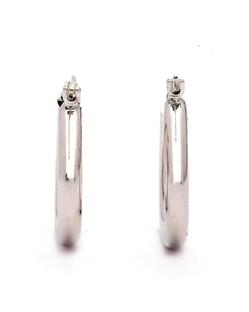 Rhodium Plated Circular Hoop Earring