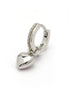 925 Sterling Silver Rhodium Plated CZ Dangling Heart Hoop Earring