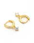 925 Sterling Silver 18kt Gold Plated Dangling CZ Mini Hoop Earring