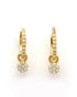 925 Sterling Silver 18kt Gold Plated CZ Floral Circular Hoop Earring