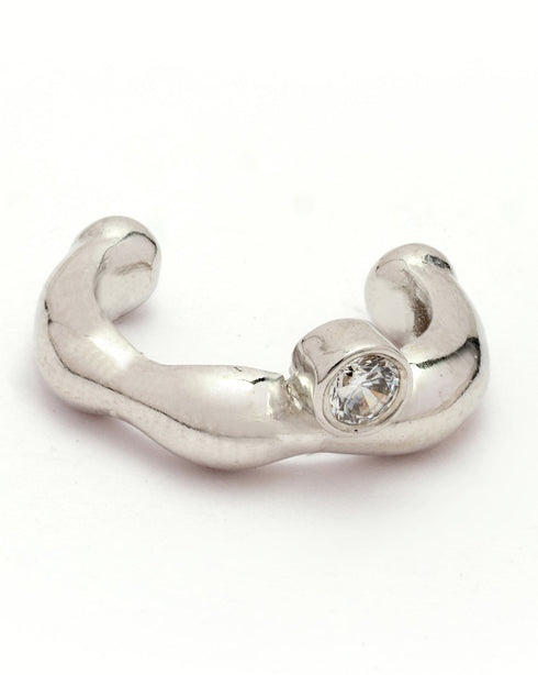 Rhodium Plated CZ Ear Cuff Earring