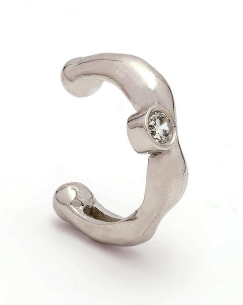 Rhodium Plated CZ Ear Cuff Earring