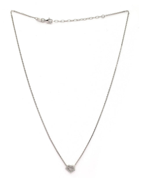 925 Sterling Silver Rhodium Plated CZ Heart with Infinity Necklace