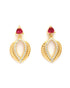 18kt Gold Plated Red CZ Heart Necklace and Earring Set
