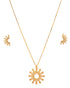 18kt Gold Plated CZ Sunburst Necklace and Earring Set