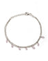 925 Sterling Silver Rhodium Plated Pink Glass Bead Double Chain Bracelet