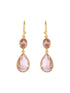 Gold Toned Blush Pink Cyrstal tear drop dangler shaped minimal Earrings