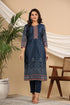 Women Blue Bandhani Printed Sequinned Kurta Set