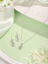 Anti-Tarnish Rhodium Plated Minimal Faux Pearl Geometric Pendant chain ewellery Set