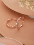 Anti-Tarnish Rose Gold Toned Faux Pearl AD Studded Hoop Minimal Bali Earrings