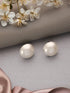 Anti-Tarnish Rhodium Toned Button Pearls Of 16mm Dailywear Studds Earrings
