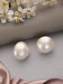 Anti-Tarnish Rhodium Toned 26 mm Round Button Pearls Large Studds Earrings