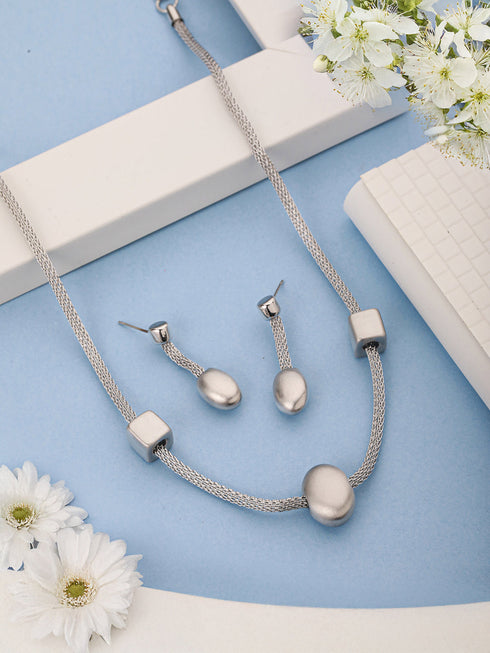Anti-tarnish Silver Toned Trendy Chain Jewelry Set