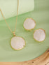 Elegant White Stone Pendant Necklace & Earrings Set