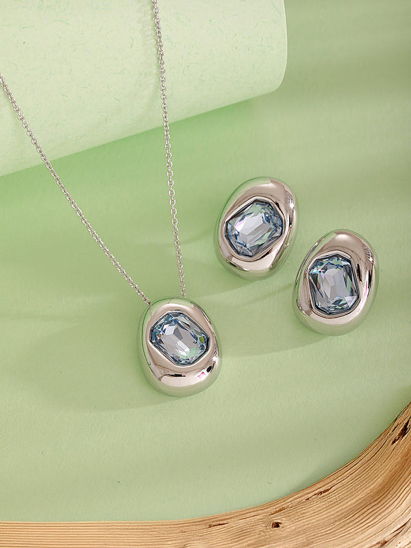 Shine with Elegance Blue Pendant & Earrings Set