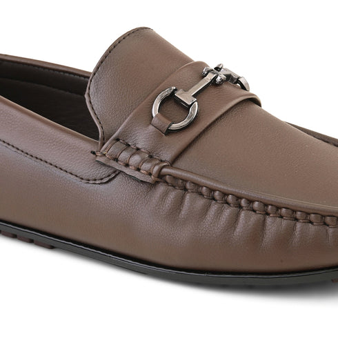 Men's Textured Driving Loafers with Bit Detail