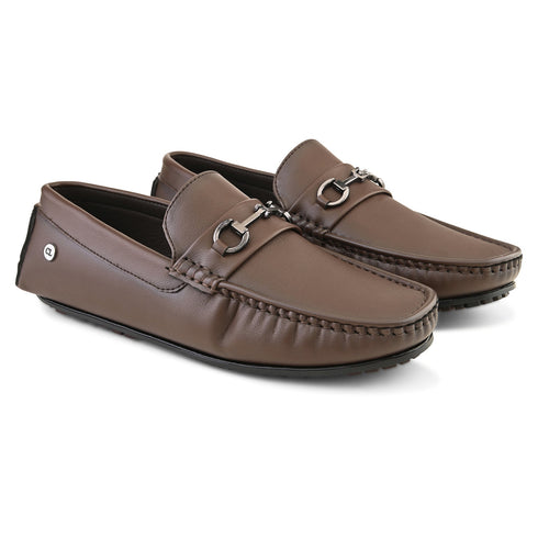 Men's Textured Driving Loafers with Bit Detail