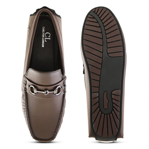 Men's Textured Driving Loafers with Bit Detail