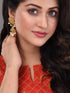Gold Plated Kundan Studded & pearl BeadedFloral Drop Earrings