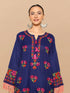 Nikita in Falak Kashmiri Long Kurta- Navy Blue