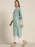 Women Green & Blue Floral Printed Straight Kurta