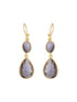 Gold Toned Blue Cyrstal tear drop dangler shaped minimal Earrings