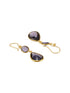 Gold Toned Blue Cyrstal tear drop dangler shaped minimal Earrings