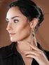 Gold Toned Blue Cyrstal tear drop dangler shaped minimal Earrings