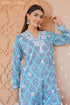 Mul Cotton Chikankari Long Kurta in Blue