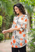 Cream & Orange Floral Lace Kurti