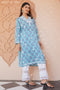 Mul Cotton Chikankari Long Kurta in Blue