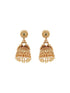 Gold Finish Green Kempo Studded Peacock Design Temple Jhumka Earrings