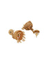 Gold Finish Green Kempo Studded Peacock Design Temple Jhumka Earrings