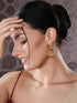 Gold Finish Green Kempo Studded Peacock Design Temple Jhumka Earrings