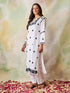 Noor HOK Muslin Chikankari kurti for Women- White With Black