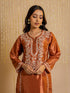 Saba Silk Chikankari Kurta Set for Women - Copper Brown