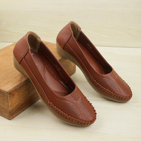 Women's Slip-On Moccasin Loafer with Perforated Detail