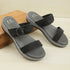 Women's Black Double Strap Slip-On Comfort Sandals