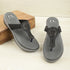 Women's Black Embellished Comfortable Wedge Sandal