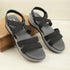 Women's Black Strappy Comfortable Wedge Sandals