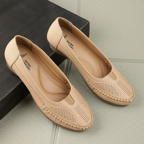 Women's Slip-On Moccasin Loafer with Perforated Detail
