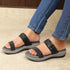 Women's Black Double Strap Slip-On Comfort Sandals