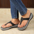 Women's Black Embellished Comfortable Wedge Sandal