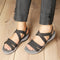 Women's Black Strappy Comfortable Wedge Sandals