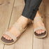 Women's Beige Double Strap Slip-On Comfort Sandals