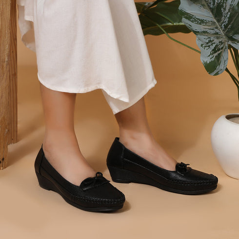 Women's Decorative Low Wedge Loafers