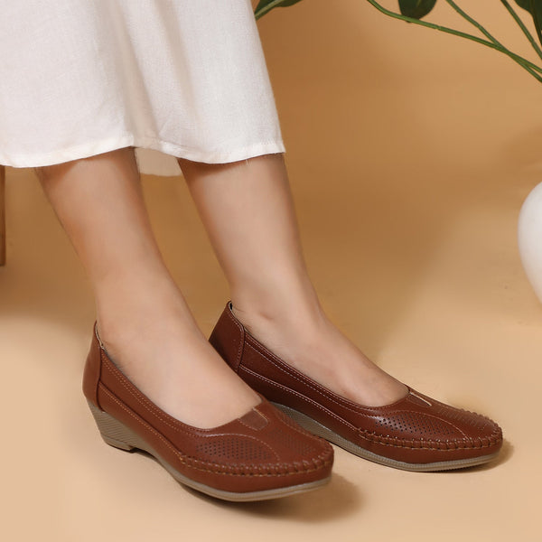 Women's Slip-On Moccasin Loafer with Perforated Detail